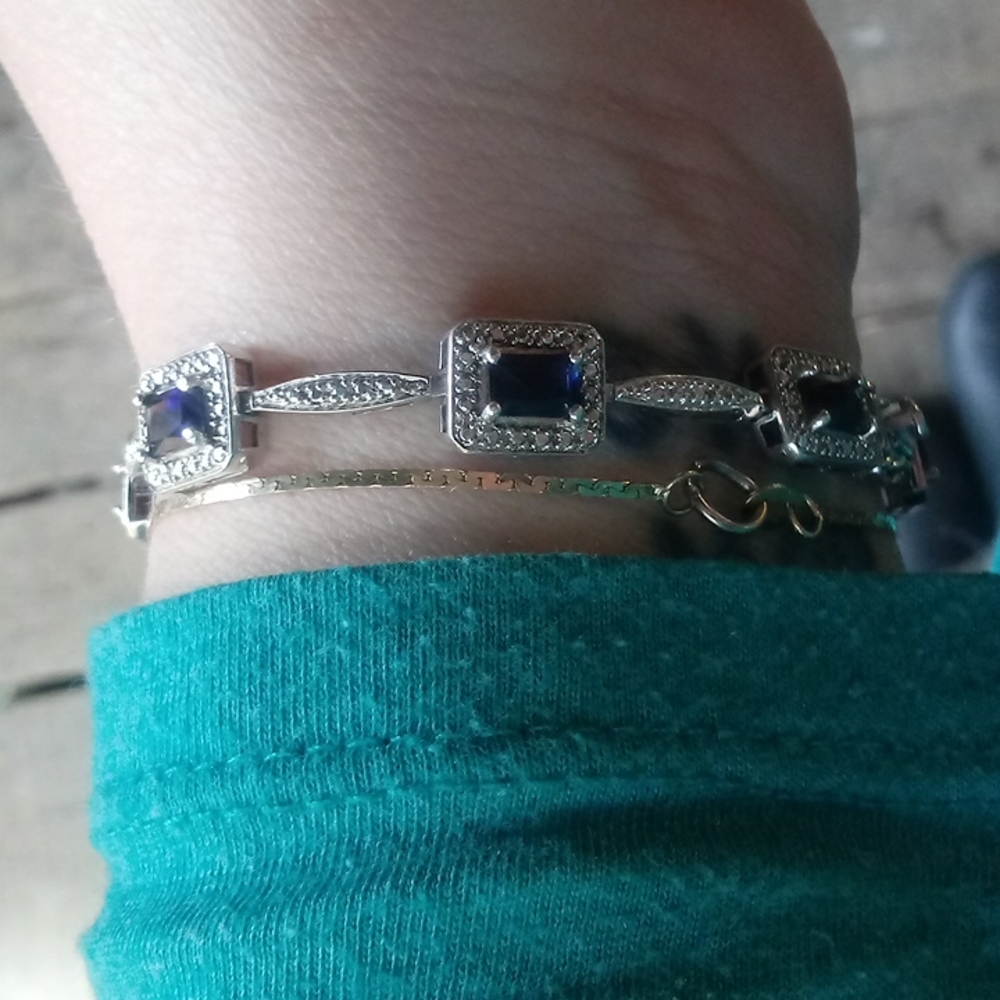 Bracelet blue diamond 925 silver CZ